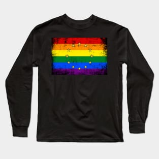 European Union LGBTQ Pride Grunge Flag Long Sleeve T-Shirt